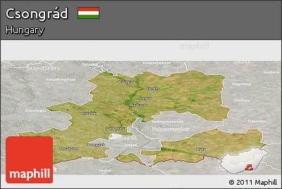 Satellite Panoramic Map of Csongrád, lighten, semi-desaturated