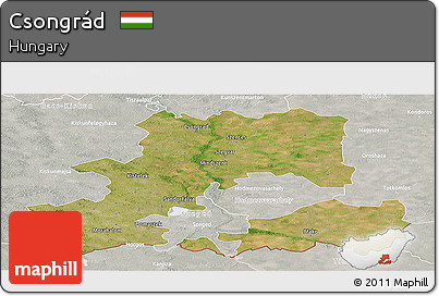 Satellite Panoramic Map of Csongrád, lighten, semi-desaturated