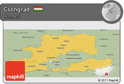 Savanna Style Panoramic Map of Csongrád