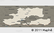 Shaded Relief Panoramic Map of Csongrád, darken