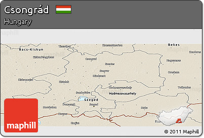 Shaded Relief Panoramic Map of Csongrád