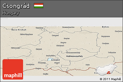 Shaded Relief Panoramic Map of Csongrád