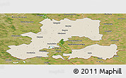 Shaded Relief Panoramic Map of Csongrád, satellite outside