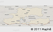 Shaded Relief Panoramic Map of Csongrád, semi-desaturated