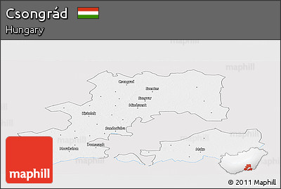 Silver Style Panoramic Map of Csongrád, single color outside