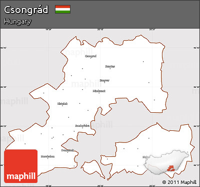 Classic Style Simple Map of Csongrád, cropped outside