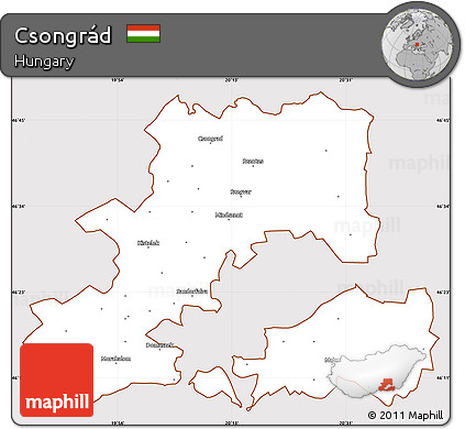 Classic Style Simple Map of Csongrád, cropped outside