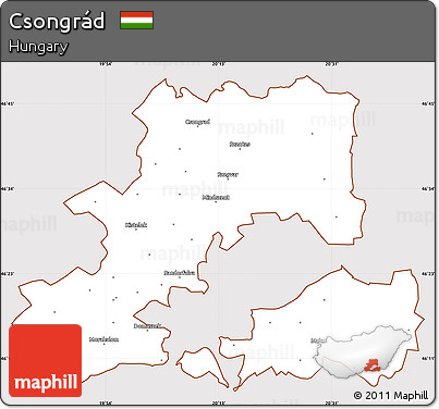 Classic Style Simple Map of Csongrád, cropped outside
