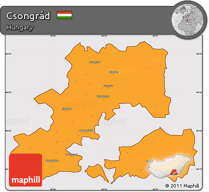 Political Simple Map of Csongrád, cropped outside