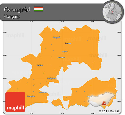 Political Simple Map of Csongrád, single color outside