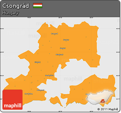 Political Simple Map of Csongrád, single color outside