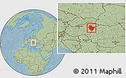 Savanna Style Location Map of Hajdú-Bihar, hill shading