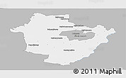 Gray Panoramic Map of Hajdú-Bihar, single color outside
