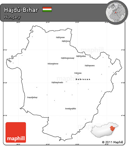 Blank Simple Map of Hajdú-Bihar, cropped outside