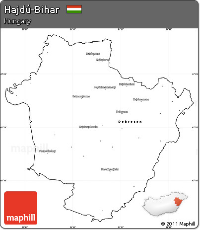 Blank Simple Map of Hajdú-Bihar, cropped outside