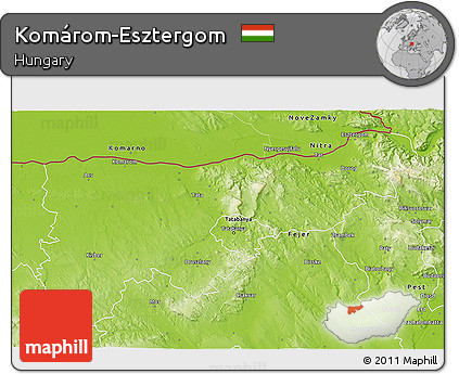 Physical 3D Map of Komárom-Esztergom