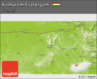Physical 3D Map of Komárom-Esztergom
