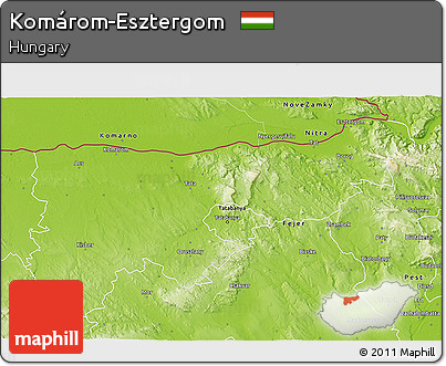 Physical 3D Map of Komárom-Esztergom