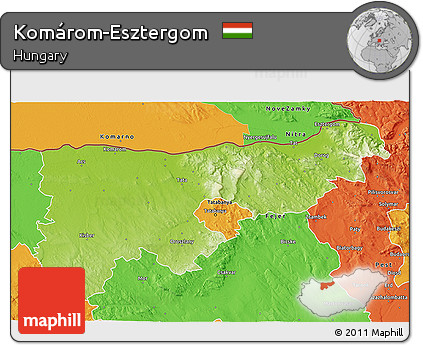 Physical 3D Map of Komárom-Esztergom, political outside