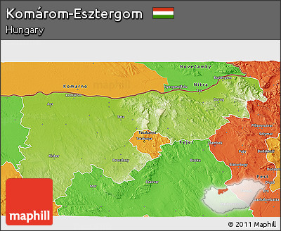 Physical 3D Map of Komárom-Esztergom, political outside