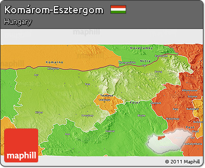 Physical 3D Map of Komárom-Esztergom, political outside