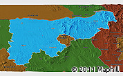 Political 3D Map of Komárom-Esztergom, darken