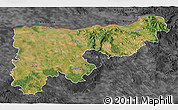 Satellite 3D Map of Komárom-Esztergom, darken, desaturated