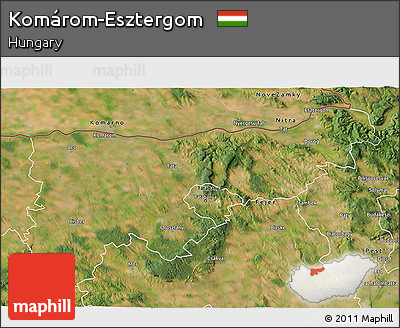 Satellite 3D Map of Komárom-Esztergom