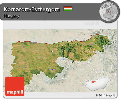 Satellite 3D Map of Komárom-Esztergom, lighten