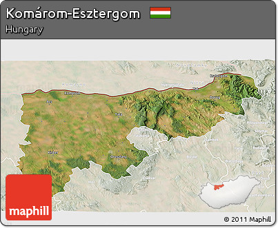Satellite 3D Map of Komárom-Esztergom, lighten