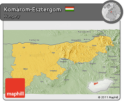 Savanna Style 3D Map of Komárom-Esztergom