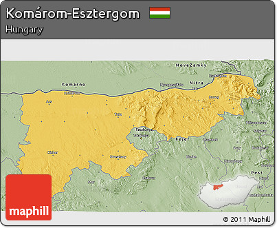 Savanna Style 3D Map of Komárom-Esztergom
