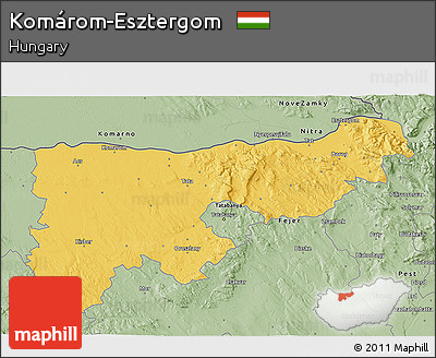 Savanna Style 3D Map of Komárom-Esztergom