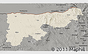 Shaded Relief 3D Map of Komárom-Esztergom, darken, semi-desaturated
