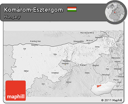 Silver Style 3D Map of Komárom-Esztergom