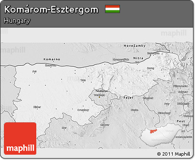 Silver Style 3D Map of Komárom-Esztergom