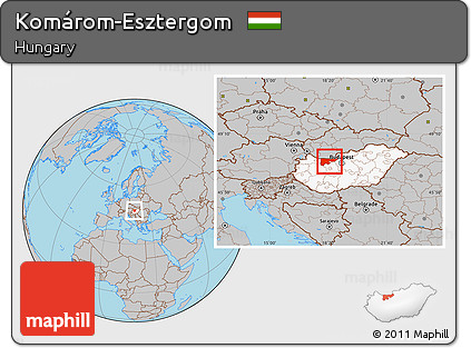 Gray Location Map of Komárom-Esztergom, highlighted country