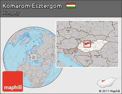 Gray Location Map of Komárom-Esztergom, highlighted country
