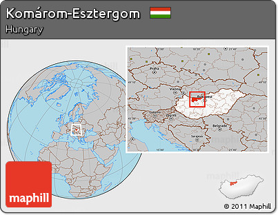 Gray Location Map of Komárom-Esztergom, highlighted country