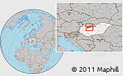 Gray Location Map of Komárom-Esztergom, highlighted country