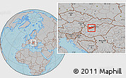 Gray Location Map of Komárom-Esztergom, hill shading