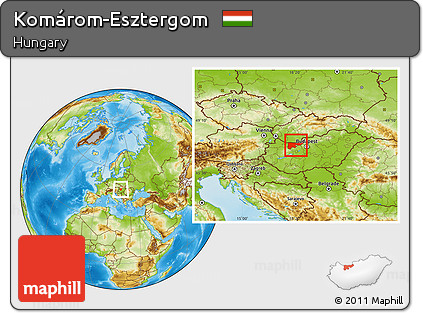 Physical Location Map of Komárom-Esztergom