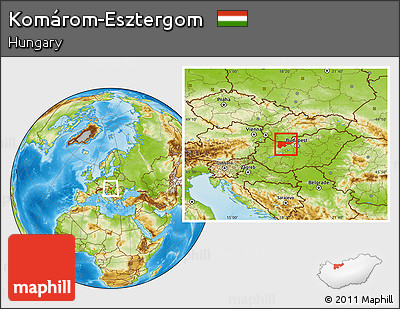 Physical Location Map of Komárom-Esztergom