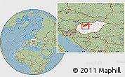 Savanna Style Location Map of Komárom-Esztergom, highlighted country, within the entire country, hill shading