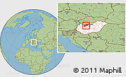 Savanna Style Location Map of Komárom-Esztergom, highlighted country, within the entire country