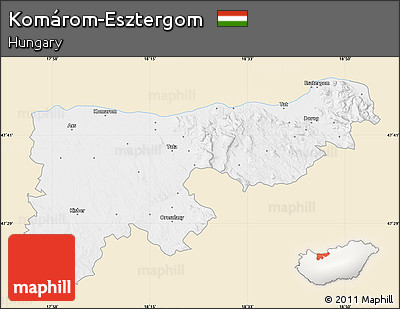 Classic Style Map of Komárom-Esztergom, single color outside