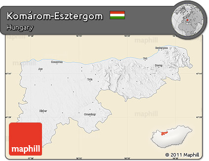 Classic Style Map of Komárom-Esztergom, single color outside