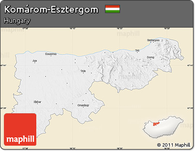 Classic Style Map of Komárom-Esztergom, single color outside