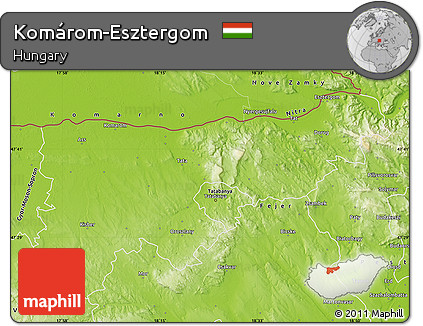 Physical Map of Komárom-Esztergom