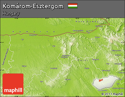 Physical Map of Komárom-Esztergom